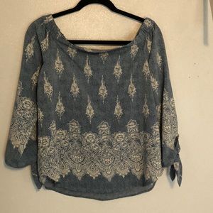 Off the shoulder blue top